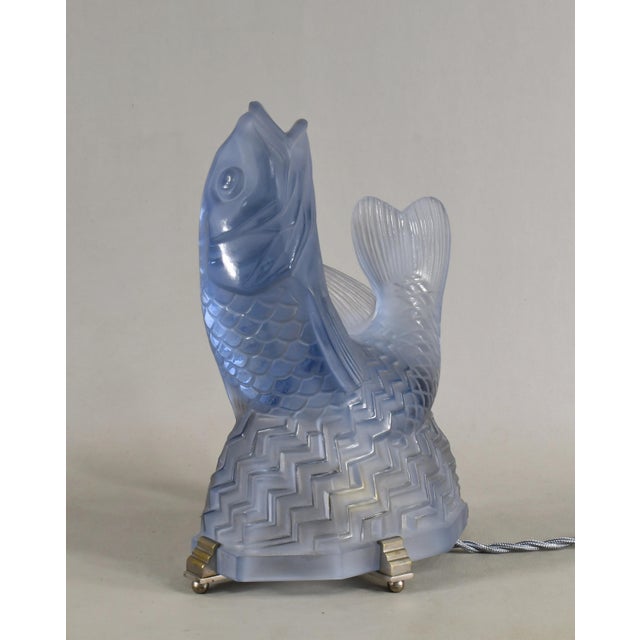 1930s Pierre d'Avesn Lorrain Daum & Ranc French Art Deco Carp Table Lamp For Sale - Image 6 of 14