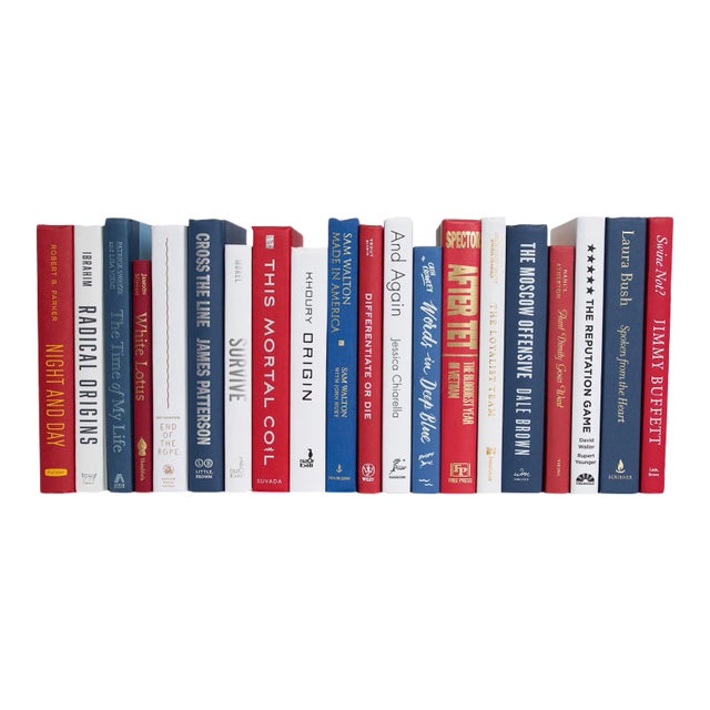 Decorative Books - Americana Books - Red and Blue Books By The Foot For Sale
