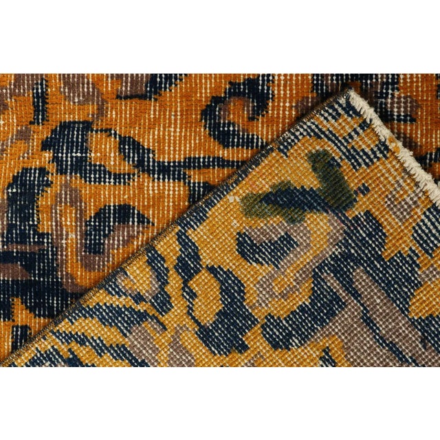 Textile Vintage Distressed Zeki Muren Rug in Gold and Blue Patterns, by Rug & Kilim For Sale - Image 7 of 8