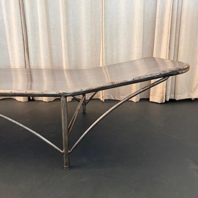 Early 20th Century Industrial Brushed Steel Infirmary Bed Chaise Longue For Sale In New York - Image 6 of 10