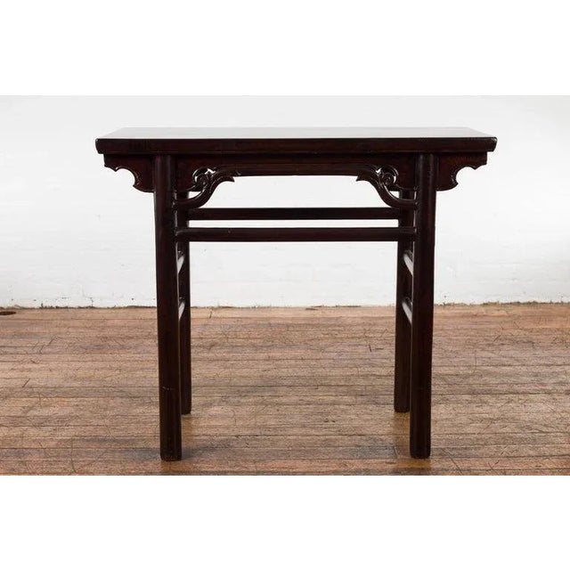 19th Century Chinese Qing Dynasty Ming Style Yumu Wood Wine Table with Dark Lacquer For Sale - Image 4 of 13