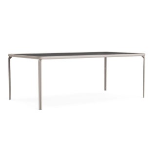 Brown Jordan Kantan Aluminum 43" x 77" Rectangle Dining Table, Dove frame For Sale