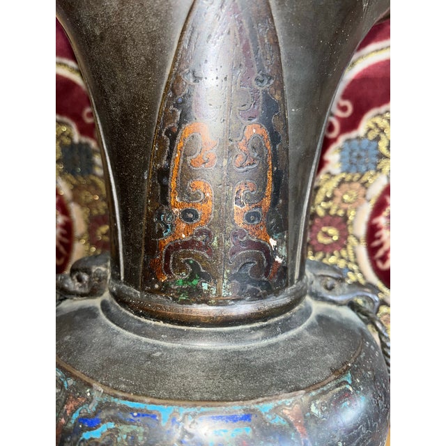 Japanese Antique Japanese Cloisonne Vase For Sale - Image 3 of 12