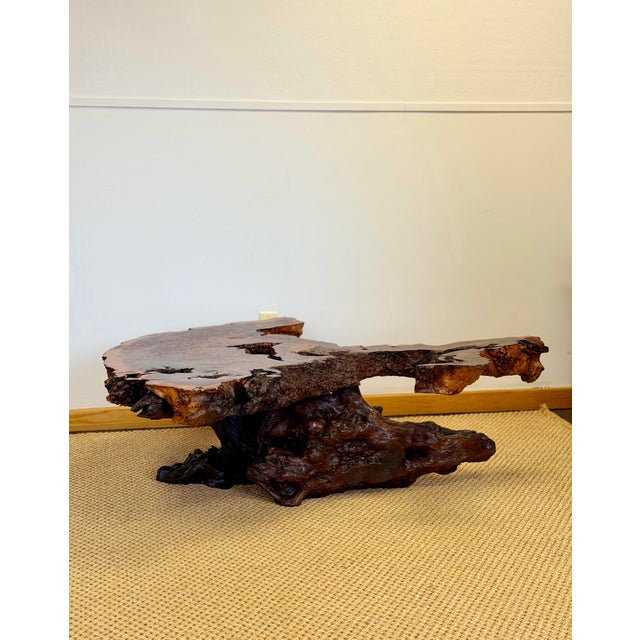 1970s Monumental Redwood Burl Live Edge Sculptural Coffee Table For Sale - Image 9 of 11