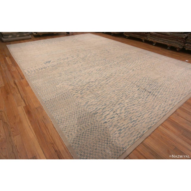 A Beautiful Abstract Cream Light Blue Large Size Geometric Design Modern Area Rug, Country Of Origin: Central Asia, Circa...