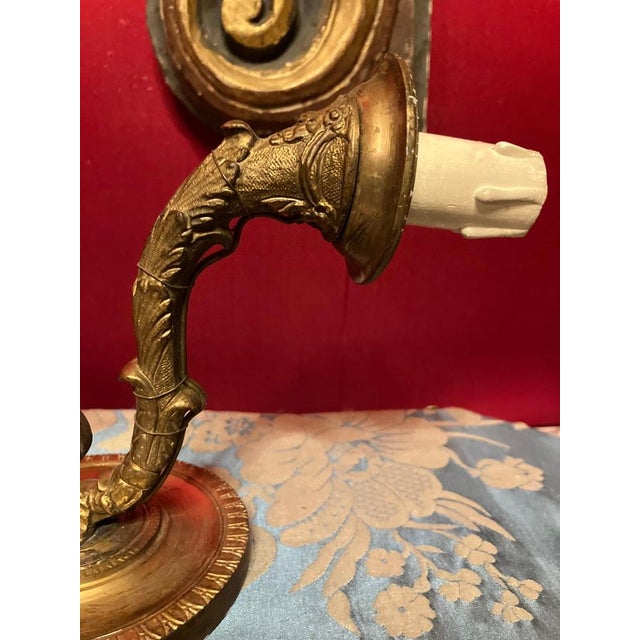 Italian Louis XVI Gilt Bronze Single-Arm Wall Light Sconces, Set of 2 For Sale - Image 9 of 12
