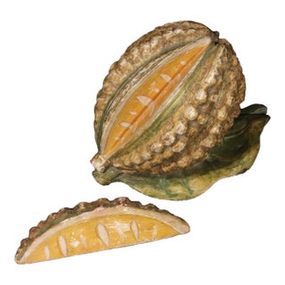 American Folk Art Model of a Cocoa Pod and Leaves With a Separate Section of Fruit For Sale