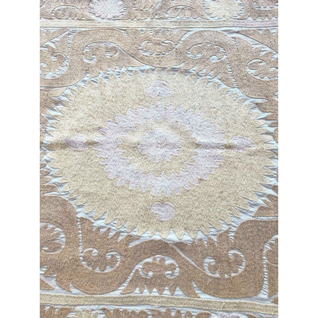 Hand-Embroidered Vintage Suzani from Tashkent, circa 1960s era. Dimension; 55'' x 61'' inches / 140 x 156 cm / 4'7'' x...