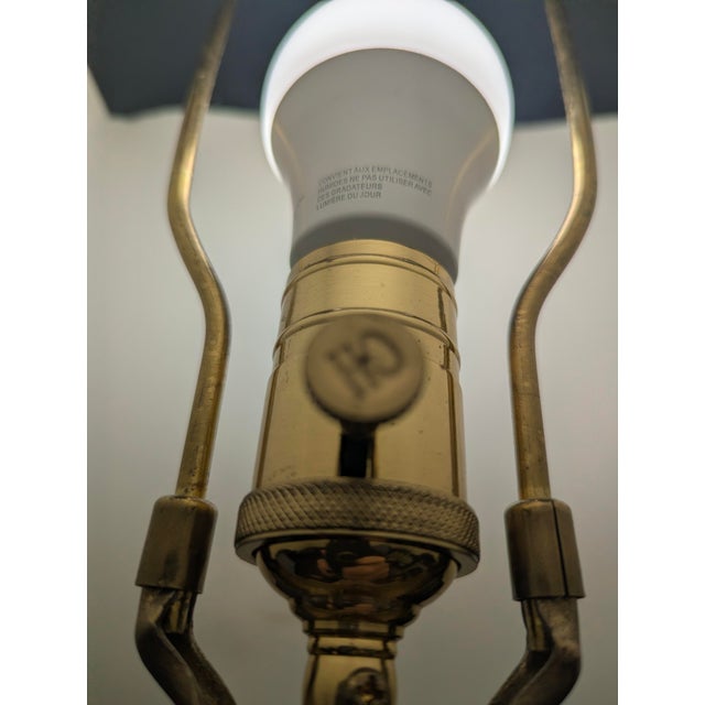 Metal Vintage Chelsea House Neoclassical Lyre Table Lamp With Lamp Shade For Sale - Image 7 of 18
