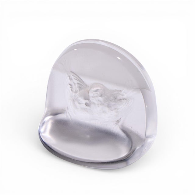 Glass Rene Lalique Signed Birds Menu Holder For Sale - Image 7 of 8