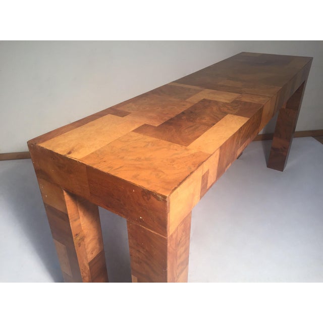 Mid 20th Century Pair Of Paul Evans Authenticated Cityscape Console Tables For Sale - Image 5 of 9