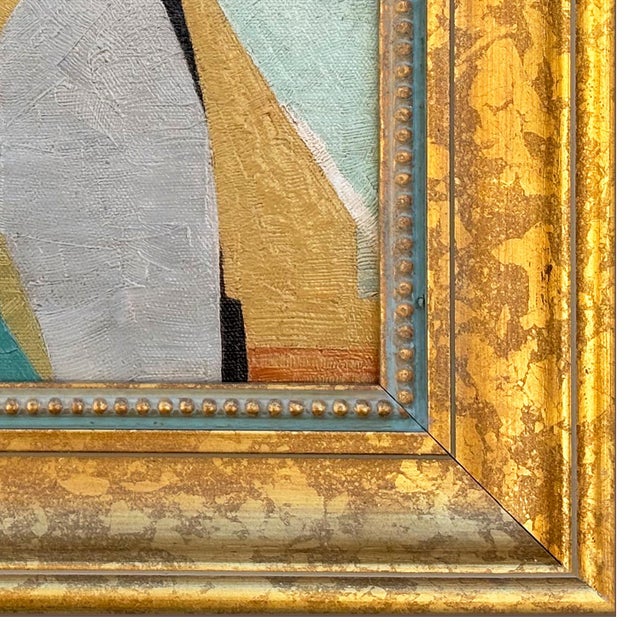 2020s Contemporary Warm Abstract Oil Painting in Vintage Gold Frame For Sale - Image 5 of 6