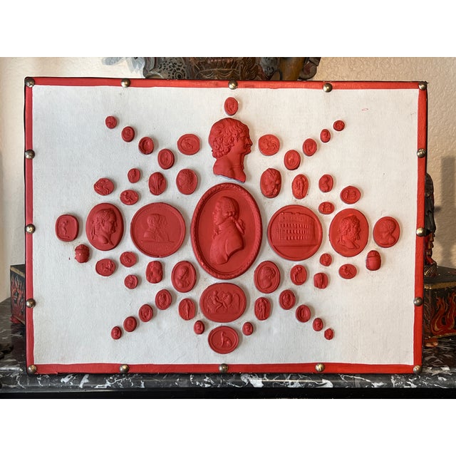 Sculpture Materials #1013 Grand Tour Revival Neoclassical Vintage Red Plaster Cast Waxed Intaglio Arrangement For Sale - Image 7 of 11