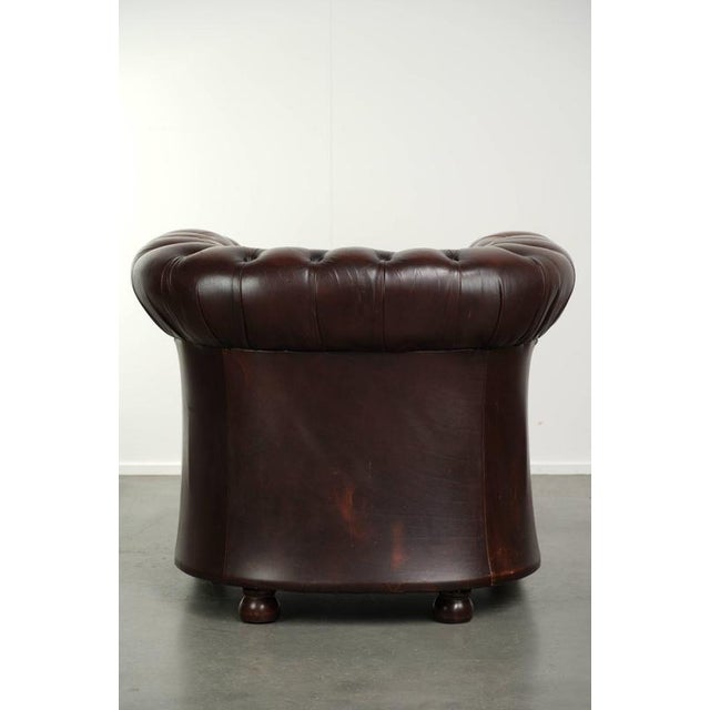 English Cowhide Chesterfield Club Lounge Chair For Sale - Image 4 of 13