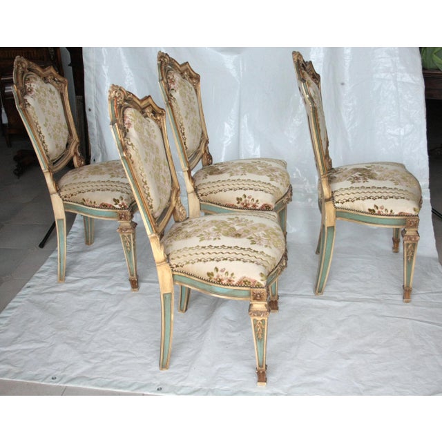 Blue Napoleon III Chairs, Italy, Set of 4 For Sale - Image 8 of 15