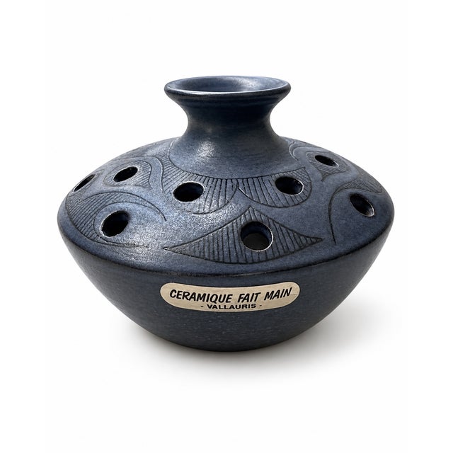 1960s Mid-Century Vallauris Glazed Stoneware Pique Fleurs Vase by Fonck and Mateo, 1960s For Sale - Image 5 of 5