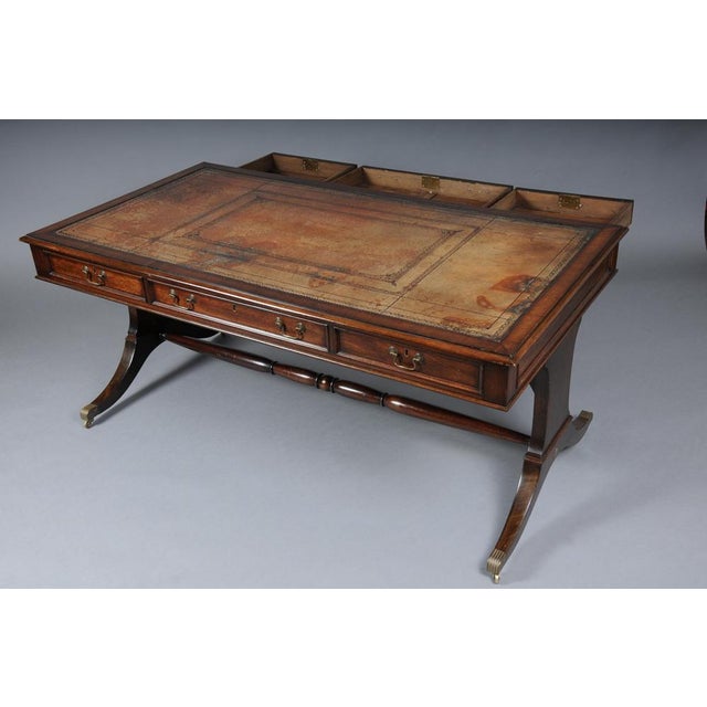 English Mahogany Partner Desk, 1900s For Sale - Image 16 of 18
