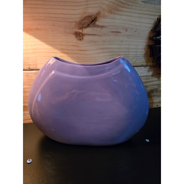 Mid-Century Modern Vintage Purple Vase With Wide Opening For Sale - Image 3 of 6