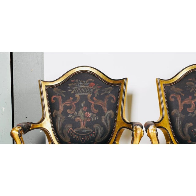 Set of Four Vintage Thomas W. Morgan Hand-Painted Neoclassical Gilt Armchairs For Sale - Image 14 of 14
