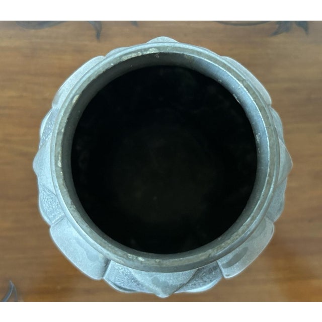 Art Deco Pewter Vase with Geometric Motifs, 1920s For Sale - Image 4 of 8