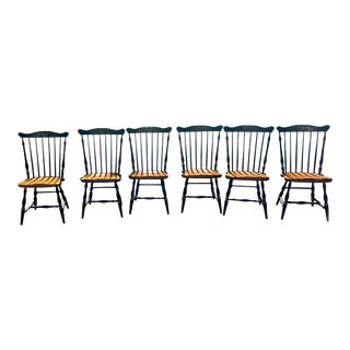 Late 20th Century L. Hitchcock Fan Back Windsor Chairs - Set of 6 For Sale