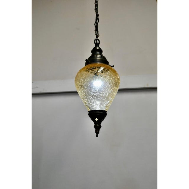 French Art Deco crackle glass hanging pendant light Simple and beautiful, this crackle glass is a pear drop the shade is...