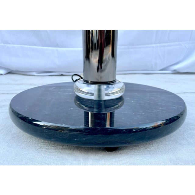 Charcoal Mid 19th Century Postmodern Torchiere Chrome, Lucite and Marble Floor Lamp For Sale - Image 8 of 13