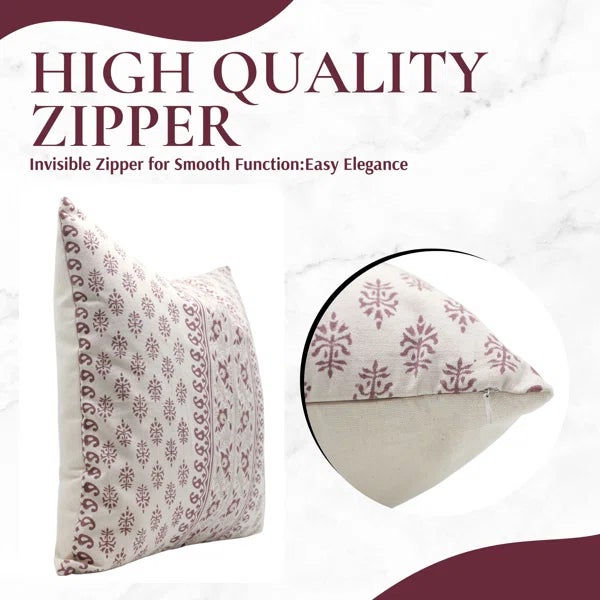 Fabdivine Decorative Block Print Cushion Cover 16x16 Inch- Floral Buta For Sale - Image 4 of 5