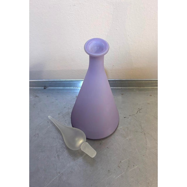 Mid-Century Modern Purple Satin Glass Genie Bottle Vase For Sale - Image 3 of 4