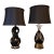Vintage Sculptural Black & Gold Ceramic Lamps, Companion Pair, Mid-Century Atomic Era For Sale