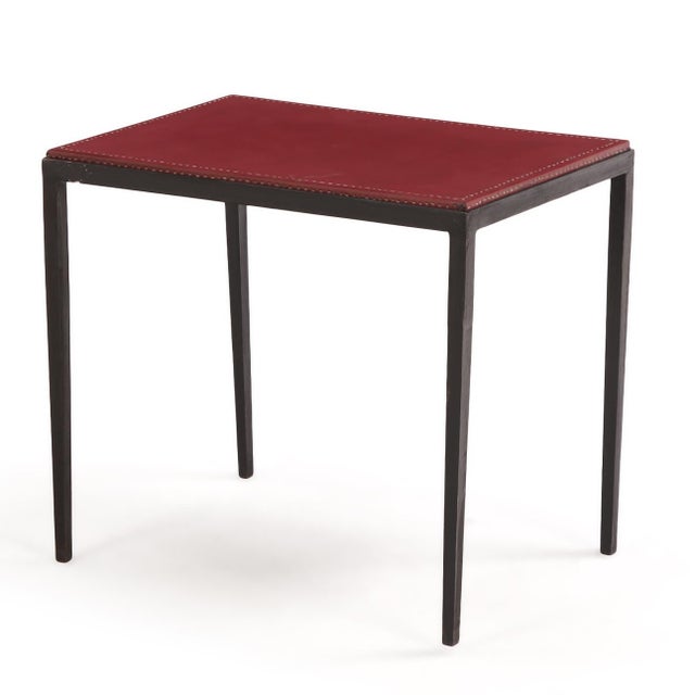 Jean-Michel Frank Iron and Leather Side Table in the Manner of Jean-Michel Frank, Contemporary For Sale - Image 4 of 6