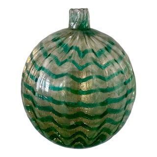 Murano Green and Gold 'Ornament' Bud Vase For Sale