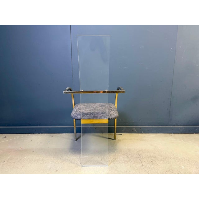 Hollywood Regency Brass and Acrylic Dining Chairs by Belgochrom, 1970s, Set of 6 For Sale - Image 3 of 13