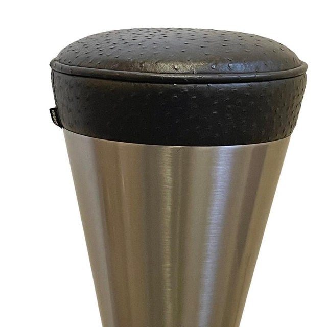 Stainless Steel Bar Stool with Leather Seat by Leo Thafvelin Johanson, Sweden For Sale - Image 6 of 9