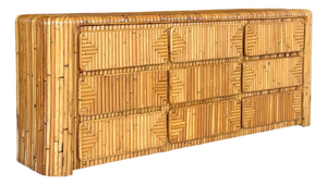 Vintage Restored Waterfall Split Rattan 9-Drawer Dresser
