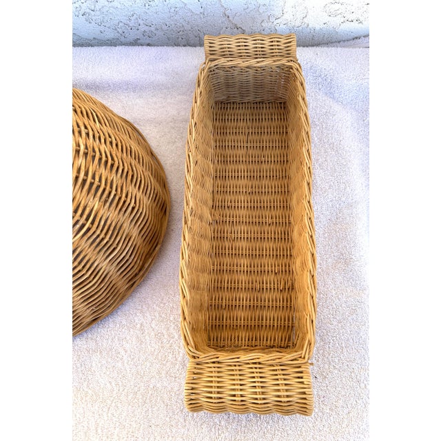 Wicker Food Cover W/Bread Basket-a Pair For Sale In Palm Springs - Image 6 of 6