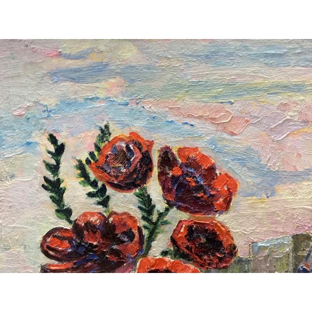 1970s Oil Painting on the Window For Sale - Image 4 of 12