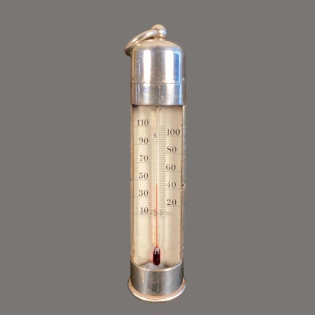 Metal Victorian Engraved Silver Pocket Thermometer with Swivel Case, 1800s For Sale - Image 7 of 12