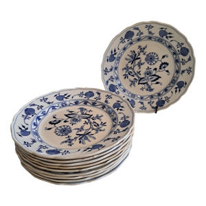 1900s Blue Onion Pattern Plates - Set of 10
