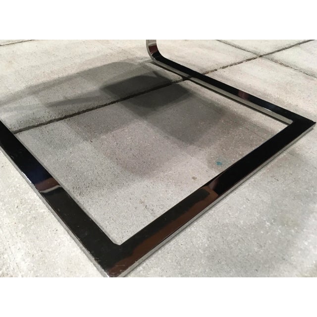 Flat-Bar Chrome Cantilever Chair in Cognac Leather Manner of Milo Baughman For Sale - Image 11 of 13