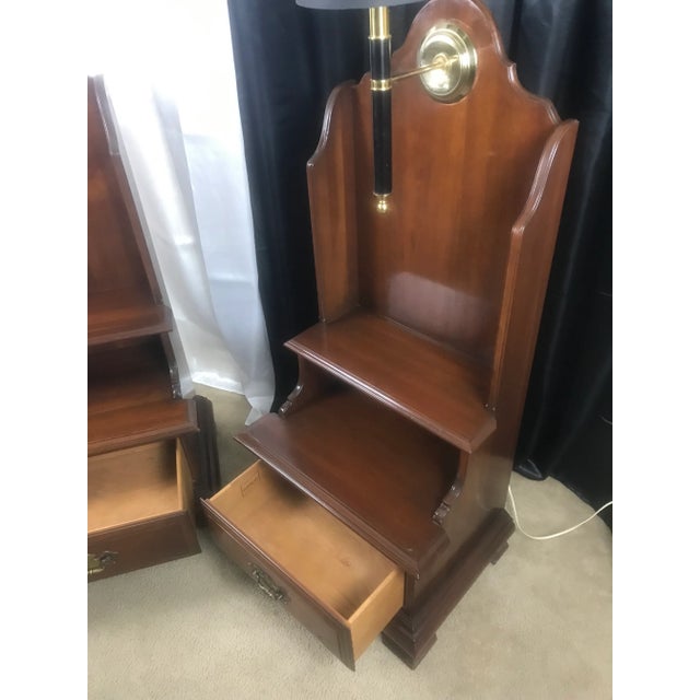 Curved Willett Tall Walnut Nightstands With Lights, Mid-Century Modern - Set of 2, 1938 For Sale - Image 10 of 12