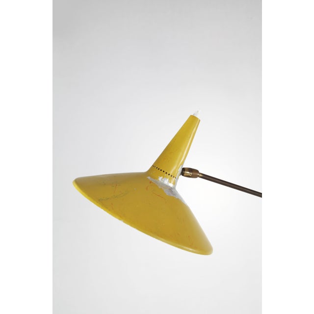 Red Italian Floor Lamp with Three Colored Aluminum Shades, 1950s For Sale - Image 8 of 11