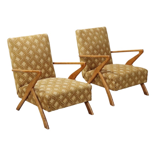 Vintage Wooden Armchairs, 1960s For Sale