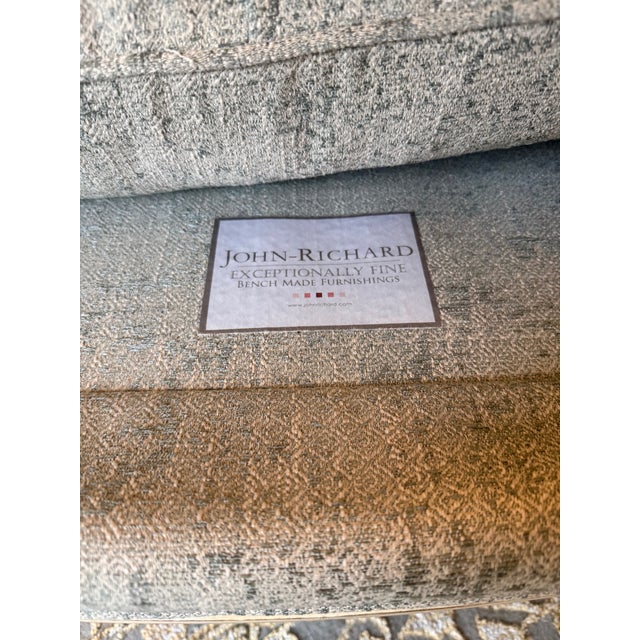 John Richard Collection "Rayna" Wingback Chair in Dusty Blue Botanical Jacquard (Set of 2) For Sale - Image 9 of 9