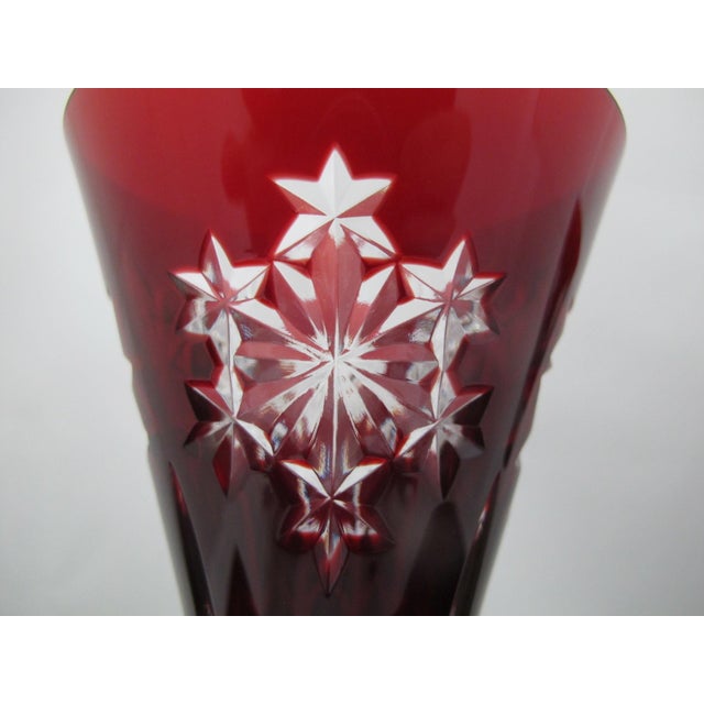 Red Waterford Red Snowflake Crystals 9 3/8" Fluted Champagne Glass Set of 2 For Sale - Image 8 of 13
