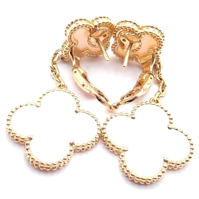 Van Cleef & Arpels Yellow Gold Magic Alhambra Mother of Pearl Earrings, Pair For Sale - Image 9 of 14