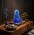 2000 - 2009 Blue Frosted Crystal Glass Lotus Base 2 Sides Bodhisattva Guanyin Figure For Sale - Image 5 of 11