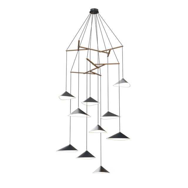 Wood Emily V10 Pendant Light in Anthracite Semi-Matte Paint by Daniel Becker for Moss Objects For Sale - Image 7 of 7