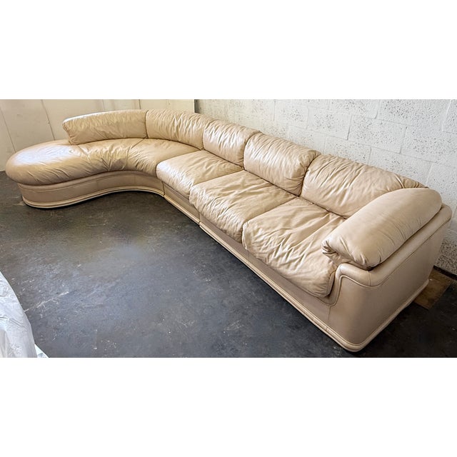 1980s Weiman Attr. Genuine Leather 3 PCS Sectional Sofa From 80's For Sale - Image 5 of 12
