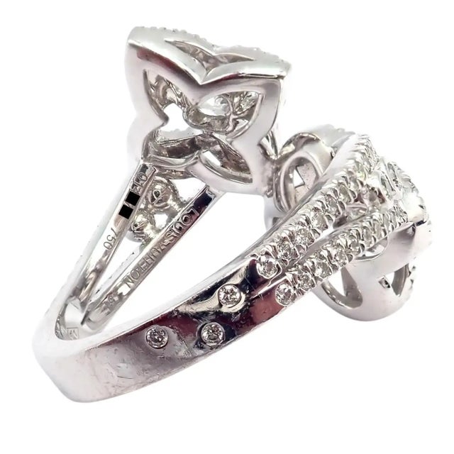 Louis Vuitton Louis Vuitton LV Monogram Signature Diamond Fusion White Gold Ring, Size 5.75 For Sale - Image 4 of 12